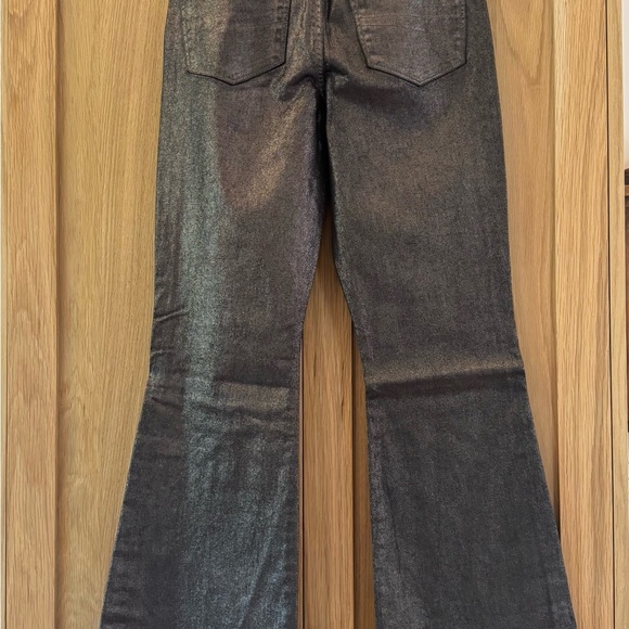 Black and metallic coated Flared Women's Jeans - Picture 2 of 3